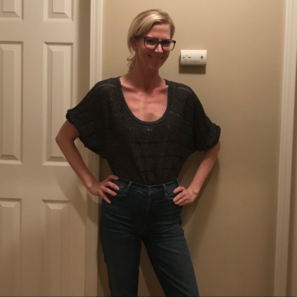 Ella Moss sheer Black/multi color top size Medium